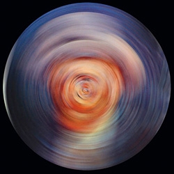 Israeli artist Tamir Sher placed reproductions of old masters’ paintings on his old record player and took pictures at variable speeds to create this series entitled 'Masters on 45s'.