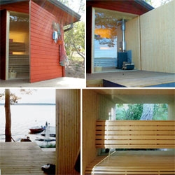 Visiondivision's Secret Sauna - a nondescript building facade opens up to reveal the sauna inside...