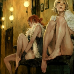 These lovely illustrations/paintings are some of the artwork by an artist from Hong Kong that goes by the name of Cellar-Fcp. I really like the oil painting feeling he gives his illustrations. (Note: Some images are NSFW)