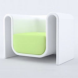 Pascal Bardel's Yu Chair, cast from white polyethylene.