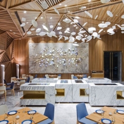 Panorama studio designs an art inspired restaurant for a boutique hotel in Chengdu, China.