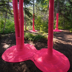 Pink Punch installation by Nicholas Croft and Michaela MacLeod at 2013 International Garden Festival.