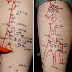Colleen Venable has the coolest tattoo ever - a connect the dots graphic of a giraffe!
