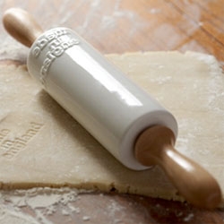 Kathleen Hills' Made in England rolling pin leaves its imprint in your pastries. 