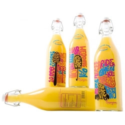 Yuri Majic's conceptual design for a limited-edition Orangina bottle - designed around the French catchphrase "C'est la vie", and incorporating lyrics from Alanis Morissette's Ironic.