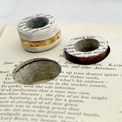 Betty Pepper creates jewelry from the pages of a book.