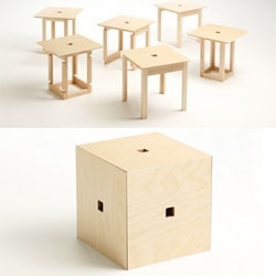 More disappearing chairs - Cube 6 by designer Naho Matsuno goes from a cube to six stools.