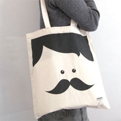 Mr. Moustache - Sirena con Jersey's screenprinted tote bag. 