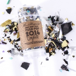 Thimble Press' Push Pop Confetti - fun concept! Reusable container. This is the 2014 New Years Version.