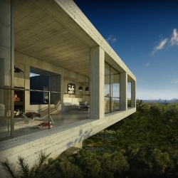 Solo House in Matarraña. PVZ studio is planning on building this villa in Cataluna dominates the landscape, perched on a concrete podium.
