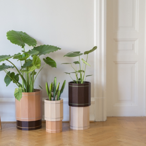 Minimal 2 Storey Planter, dodecagon-shaped container by designer Kunsik Choi based in Malmo, Sweden. A series of wooden planters, inspired by the wooden barrels used for Swedish herring.
