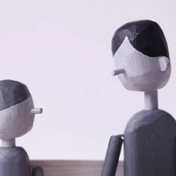 DIS \ CONNECT by Doug Hindson, a semi-satirical coming of age story told by handmade wooden puppets.