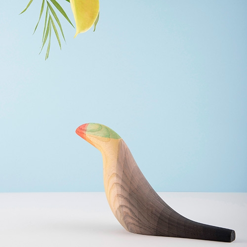 "Immersed Birds" collection of decorative CNC'd wooden figures hand-painted by Moisés Hernández Design Studio to achieve an interesting texture that resembles the plumage of birds.