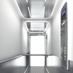 'Synergy Blue' elevator system designed by French interior designer Eric Gizard.