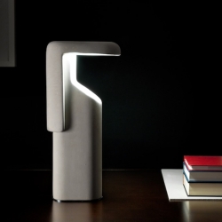 'Petra' and 'Tegola' table lamps carved in stone by Studio Klass.