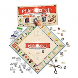 DIY Monopoly, comes with glue pen and sharpie... add in your own pics and names for the properties. "Photopoly" --- is there a web 2.0 monopoly yet? With properties dynamically changing with the times?
