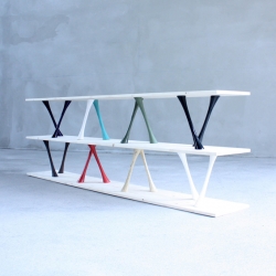 'Romane' wooden and ceramic shelf by French designer Clément Brazille. 