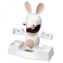 Wii Rayman Raving Rabbids Dual Charger - from MadCatz - and comes with rechargeable batteries and red and blue battery covers ~ the EYES indicate the charge status...