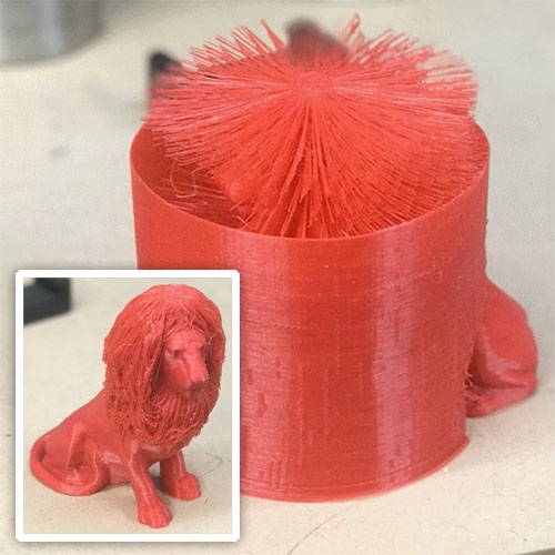 3D Printing a Lion's Mane. It's not shown, but i assume you'd have to heat it to let it drop down?