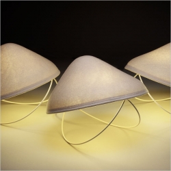 Shroom Lights ~ by Jaime Salm + Katherine Wise. Adorable, sustainable, and the perfect mood lighting in clusters. Shade is made from100% wool. Frame is powder coated carbon steel