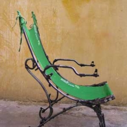 Furniture made from deactivated weapons in Cambodia.