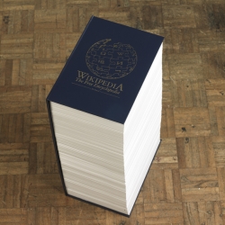 Rob Matthews decided to press ‘ctrl + p’ and print 2,559 of Wikipedia’s featured articles. The result is this weighty tome of some 5000 pages.