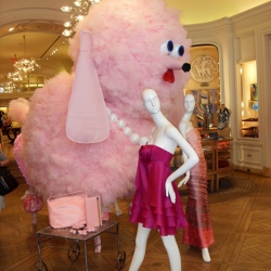 Bergdorf Goodman in NY is featuring artwork from AVAM artists which include a 10 foot Divine Statue and a giant stuffed poodle named Fifi. 