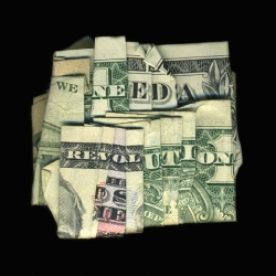 A new series of folded money prints by New Orleans artist Dan Tague.