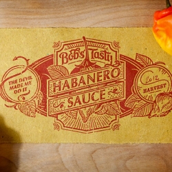 Bob's Tasty Habaneros, homegrown and hand stamped line of habanero products.