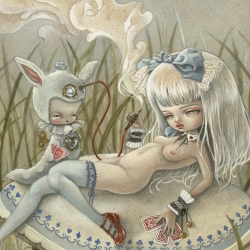 Curiouser & Curiouser at the Gallery Nucleus opened yesterday. The show exhibits artworks by various contemporary artists inspired by Lewis Carroll's Alice In Wonderland.