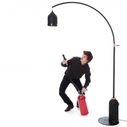 Achille le Grand is a DIY floor lamp made from old fire extinguishers. Designed by Samuel N. Bernier.