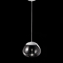 The invisible light source Aria by Massimo Iosa Ghini is a refined and ethereal empty crystal bubble which fills with the light flow coming from a LED source hidden in the small canopy of white metal.