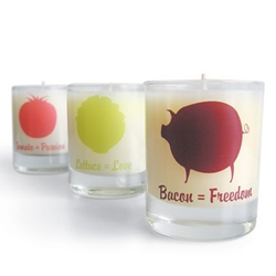 BLT Scented Votive Candles Set of Three ~ yes, a bacon candle... adorable images on them!