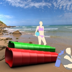 Beach bellow is a collapsible beach chair which helps to make beach trips much more fun and relaxing. It draws inspiration from a regular bellow and is made of silicon rubber supported by spring steel members. 