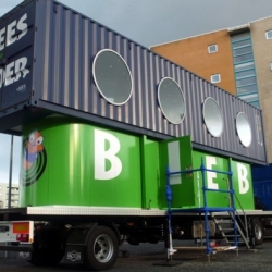 Mobile libraries are not a new concept - but this converted shipping container that can transform to double its size certainly is! BiebBus by Dutch architect Jord den Hollander.
