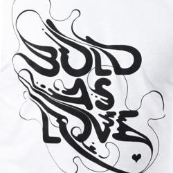Si Scott's latest typographic wonderment. Bold As Love is designed for UK tee label Origin68 and is inspired by the Hendrix album of the same name.