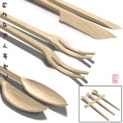 Choplery concept from DesignGo. "The design forces the user to make a decision." Choplery is made from 100% bamboo. - This cutlery/chopsticks mashup gave me a grin. 