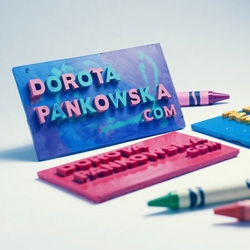 Creative crayon business card by canadian artist Dorota Pankowska, a.k.a. Dori the Giant.