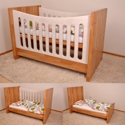 A wonderful crib from HOKIMÖ that grows with its users. Handmade in Germany, customized and available in different colors. It is indestructible and lasting for generations. 