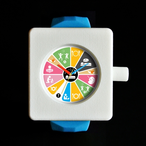Studio PAULBAUT designed "daycare-at-home" watch is the result of two very busy parents, featuring a dial that displays recommended school activities and reminders for their 3-year old son throughout their work from home day.