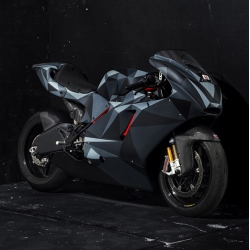 Photographer Mitch Payne photographs 'Black Polygon' by Death Spray Custom. A Ducati Desmosedici RR, one of the fastest road bikes available.