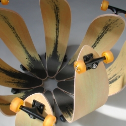 Flower Made from Skateboards. Hand built skateboard flower from Ted Hunter. Location: Roarockit Skateboard Company, Toronto Canada
