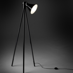Tre lamp is a three-legged floor lamp made of metal. Turnable lamp is perfect for reading light, peeking over the reader’s shoulder. Turnable light shade creates light upward or downward.