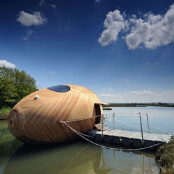 The Exbury Egg will be  a temporary, energy efficient self-sustaining work space for artist Stephen Turner in the estuary of the River Beaulieu.