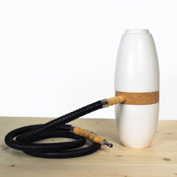Minimalistic Hookah (Shisha) design with a combination of cork and ceramic. Compact, easy to use and a real eye-catcher in a modern home. Designed and handmade by Studio Lorier, located in Rotterdam, the Netherlands.