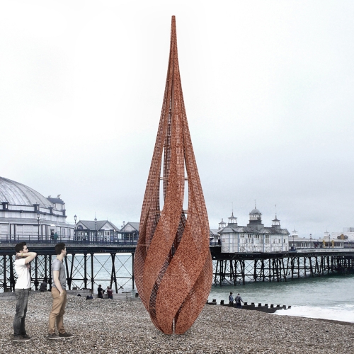Forged by Flame is a sculpture by George King Architects made from burnt two pence coins salvaged from a games arcade after the 2014 Eastbourne Pier fire. Coming to Eastbourne's seafront in summer 2017.