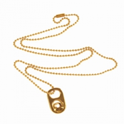 f**k tab necklace : 14K gold TAB with a 22" 14K gold fill ball chain - part of the new line of future fossil jewelry