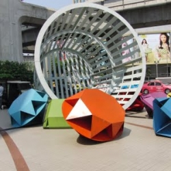 Gigantic trashcan on the square of the Museum of Modern Art and Culture in Bangkok. Amazing art.