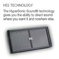 HyperSonic Sound system invented by Elwood "Woody" Norris a couple years back, picked up by American Technology Corporation.