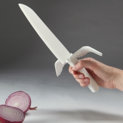 winged ceramic knife inspired by a poem by Shira Keret - Silicon wings, plastic handle, ceramic blade.